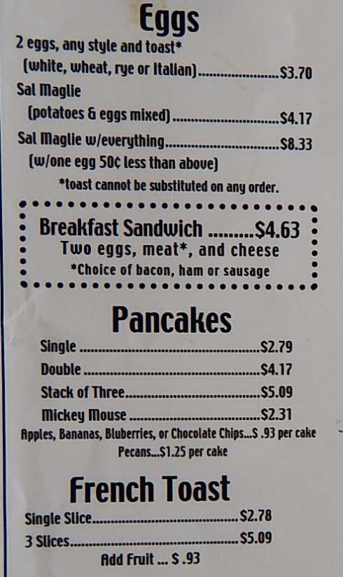 Page 1 of menu, Marketside Restaurant in Niagara Falls, NY