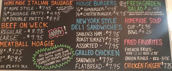 Page 1 of menu, Scipione Deli Niagara Falls, NY