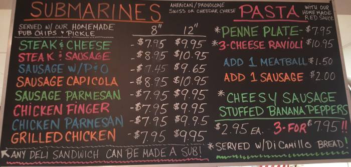 Page 2 of menu, Scipione Deli Niagara Falls, NY